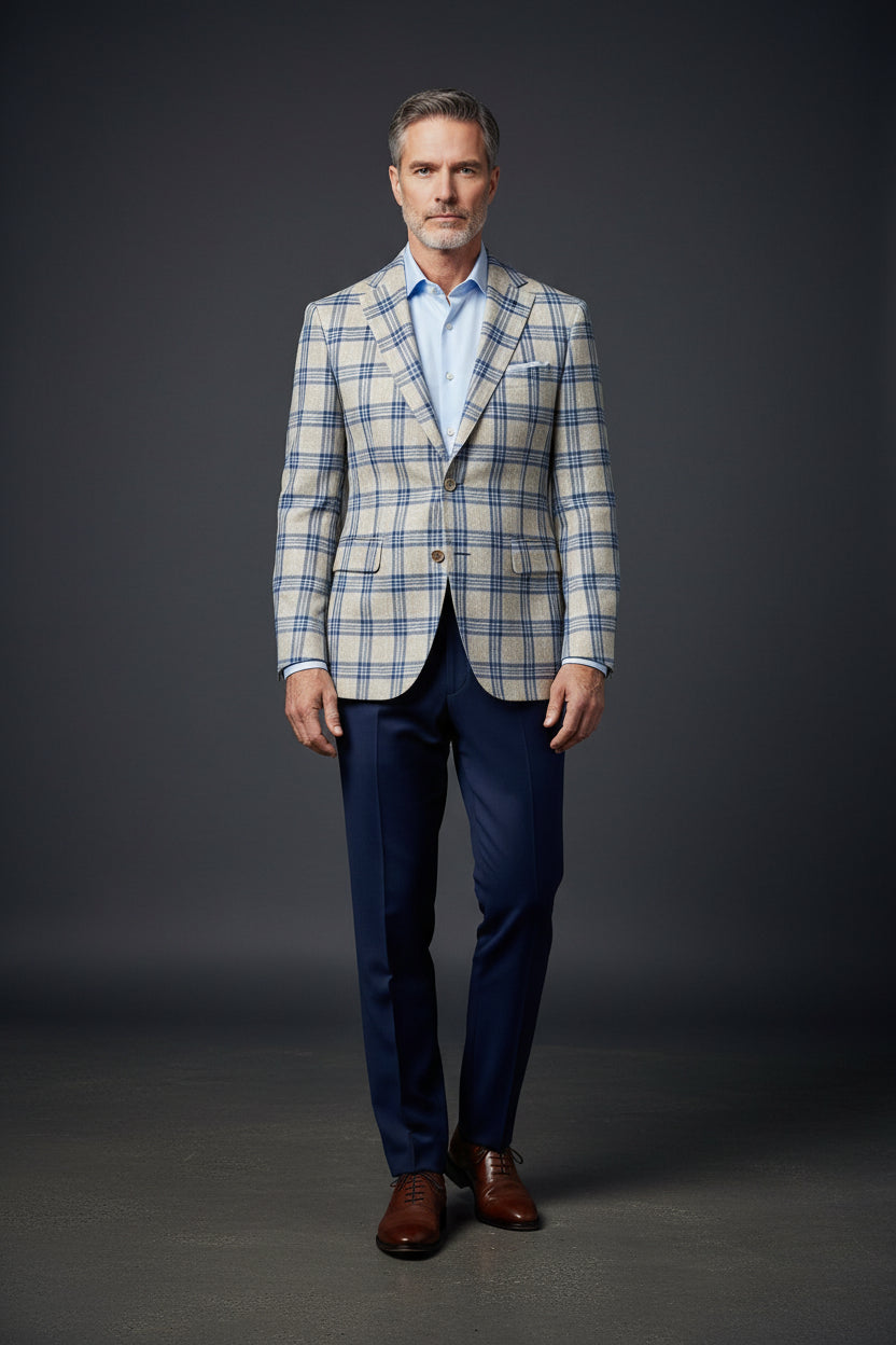 Men's Checkered Casual Blazer - Premium Tailored Fit