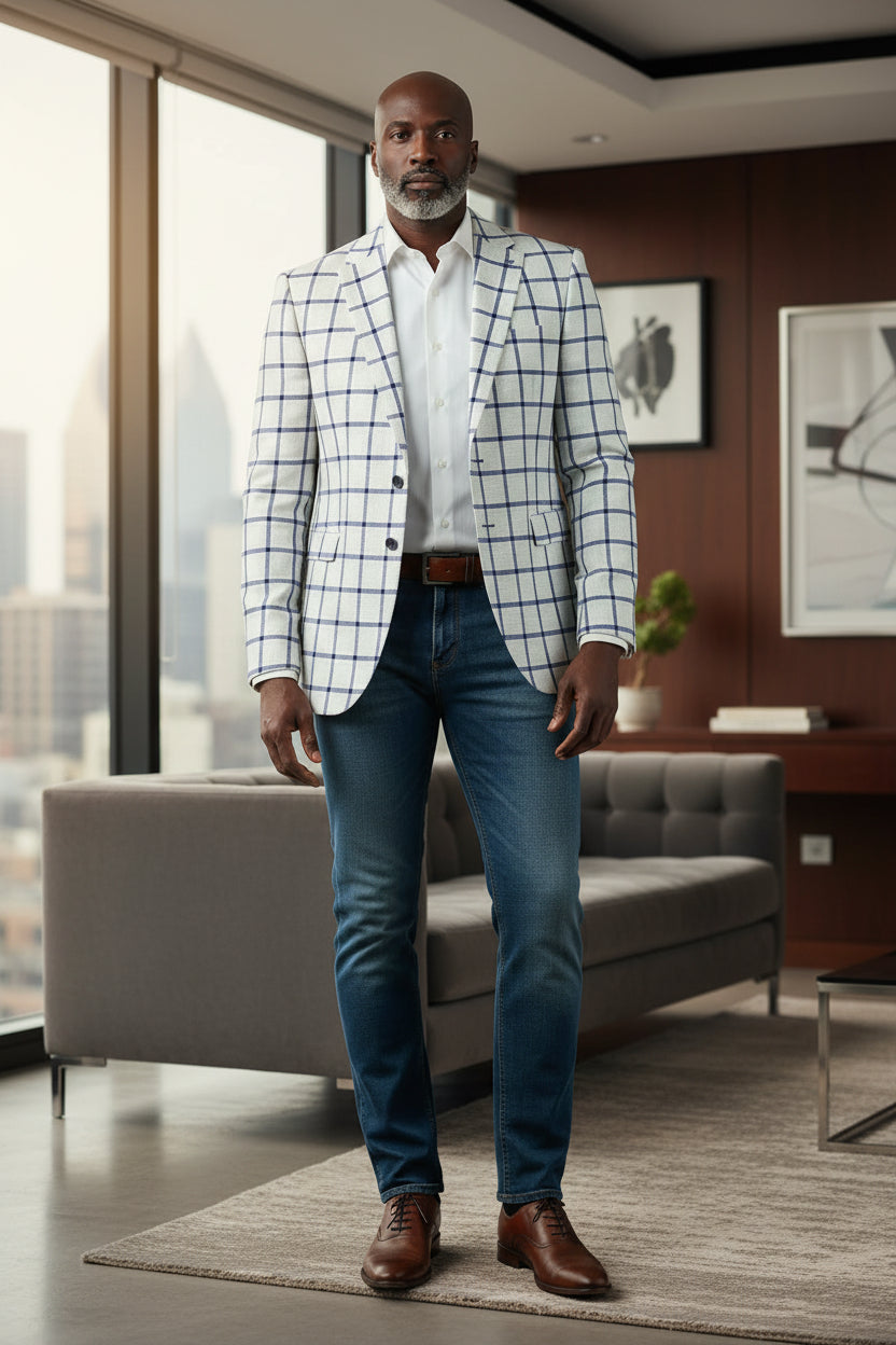 Vercini Regal Grid Men's Blazer