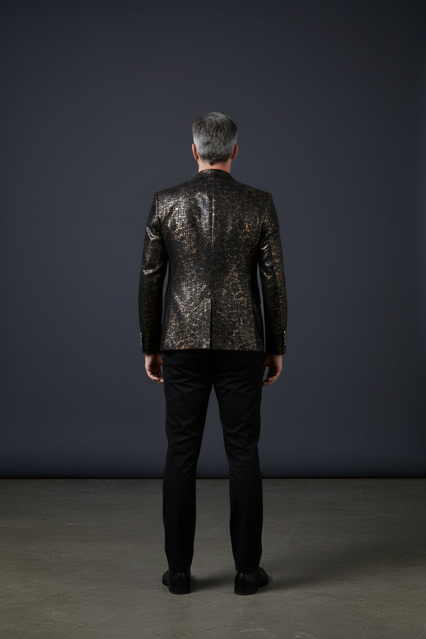 Black Bronze Snake Print Blazer