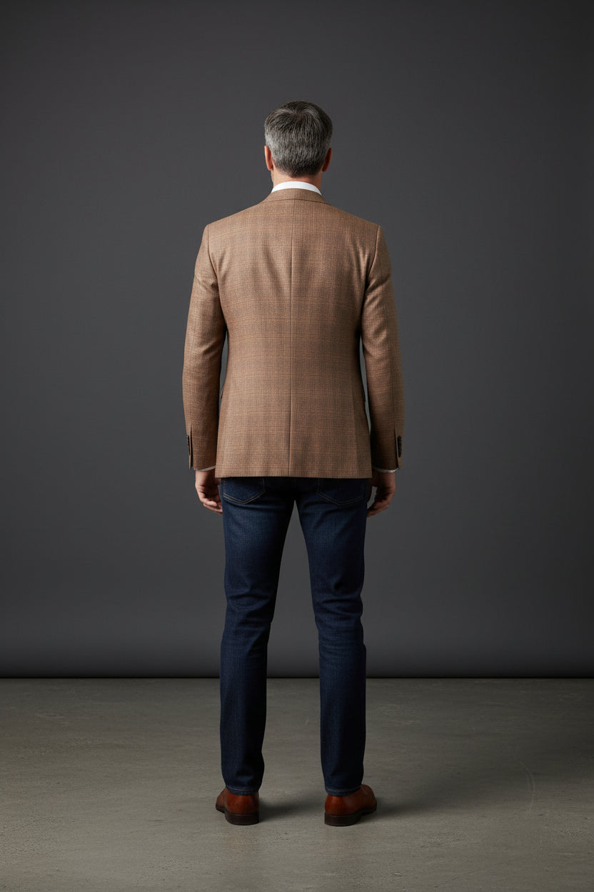 Cinnamon Herringbone Wool Blazer