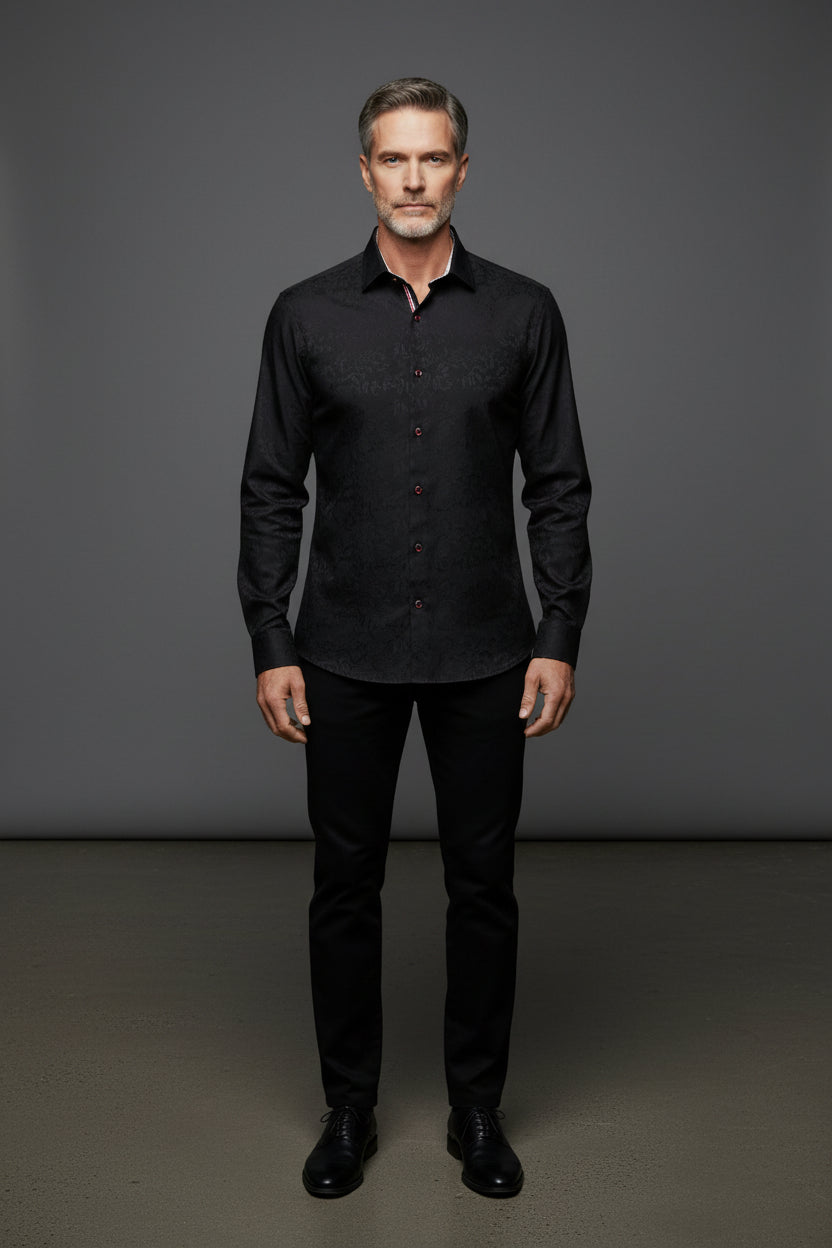Black Cotton Dress Shirt