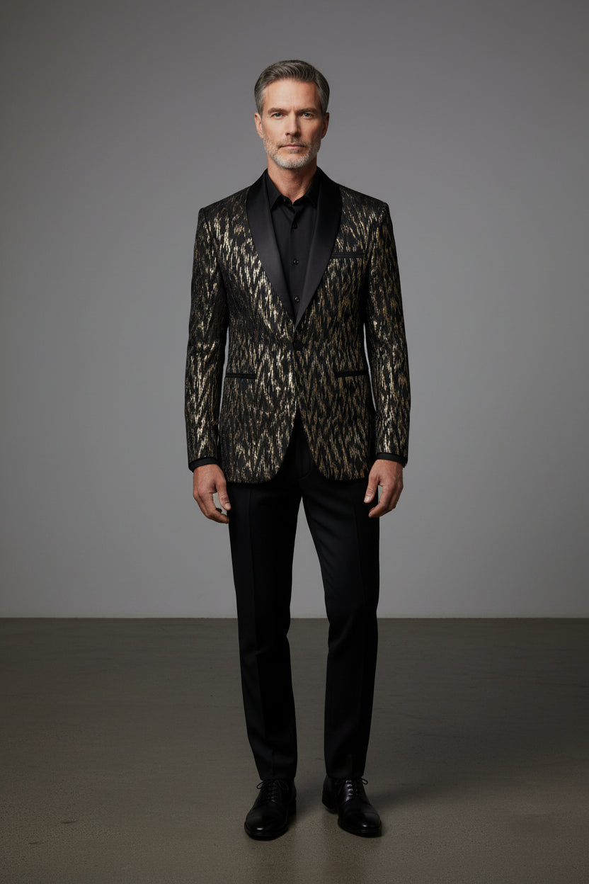 Midnight Spark Tuxedo Blazer - Premium Velvet Collar Formal Jacket