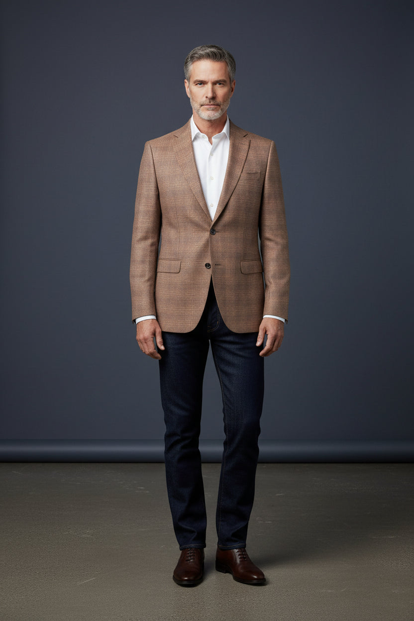 Cinnamon Herringbone Wool Blazer