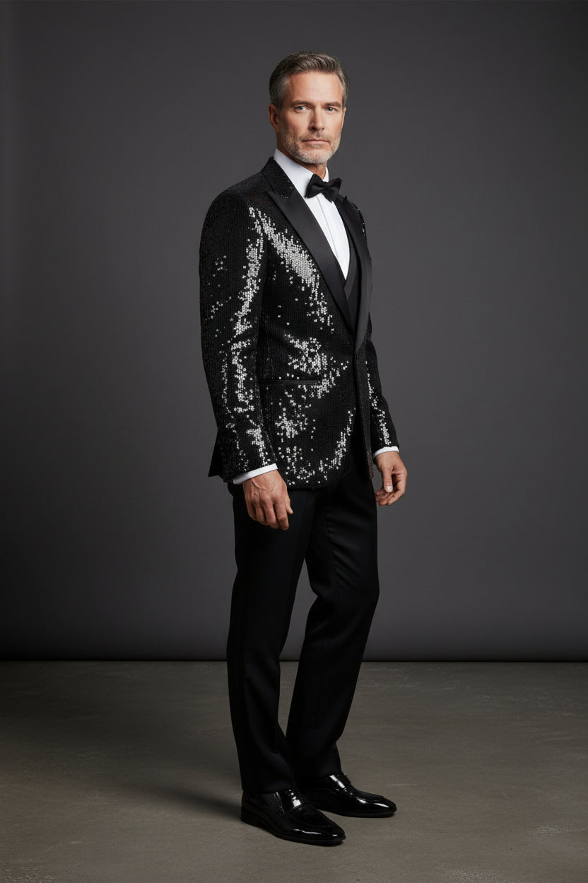 Black Tuxedo with Vest - Classic Formal Suit