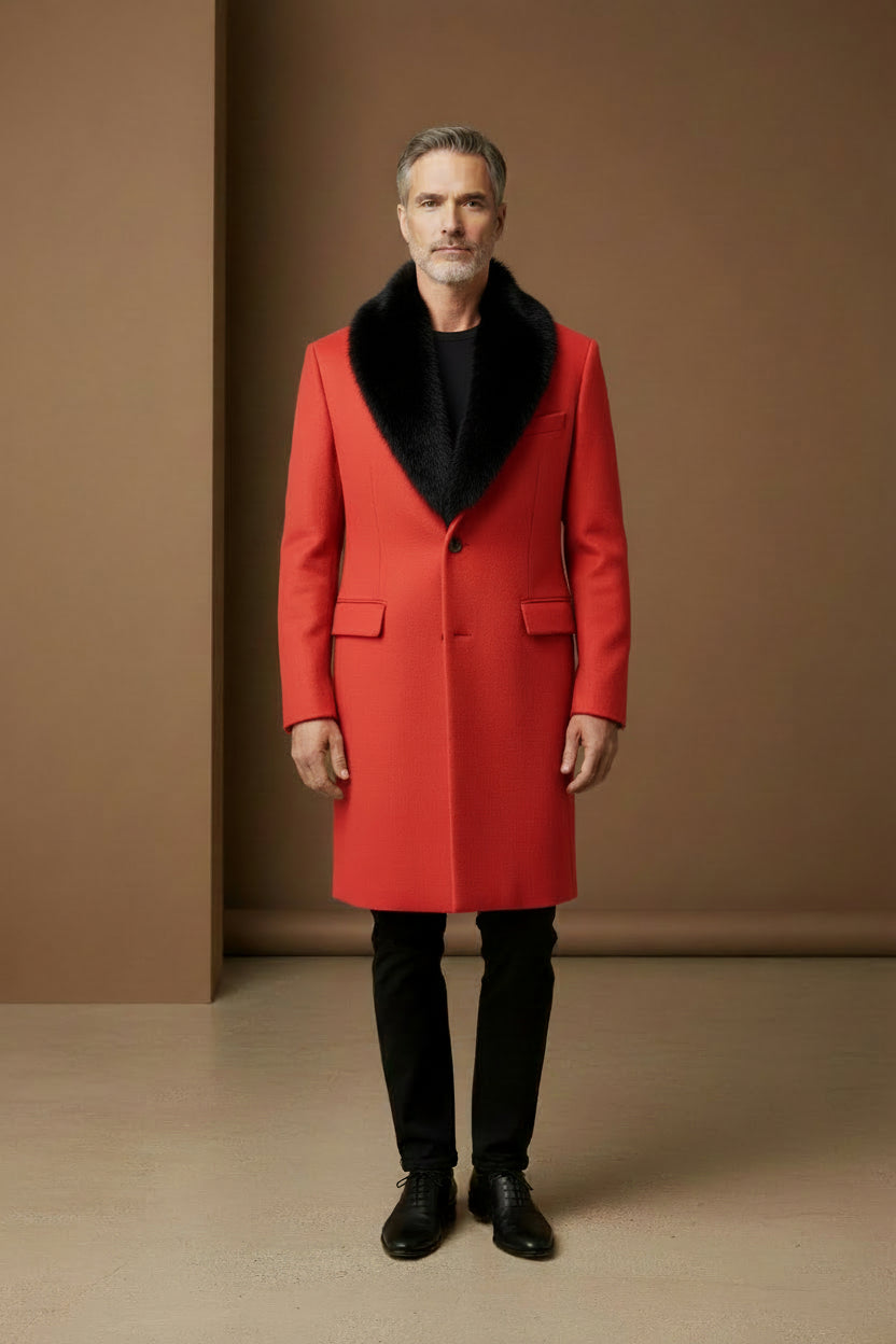 Luxury Fur-Collar Vercini Overcoat