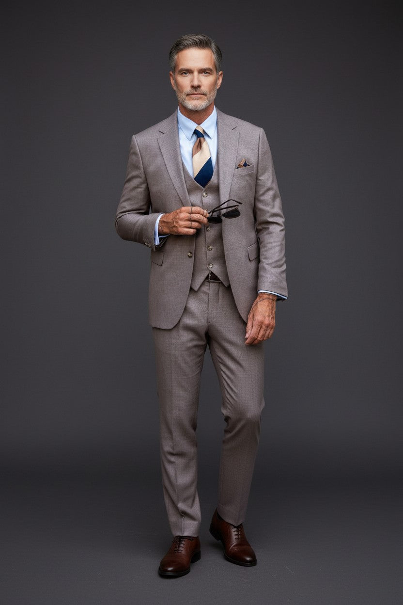 Vercini Monaco Taupe 3-Piece Suit