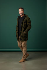 Brown Two Tone Hooded Cardigan