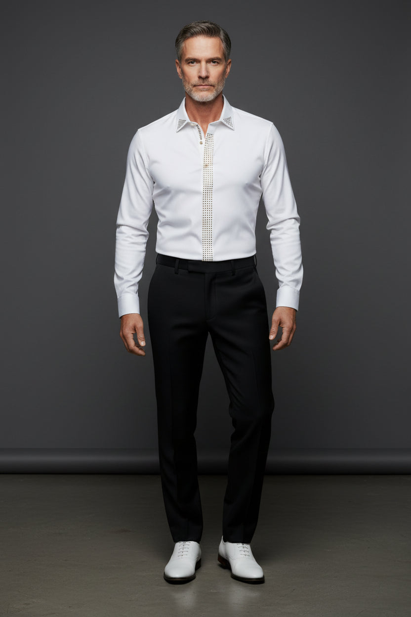 Golden Aura Elegance Men's Dress Shirt