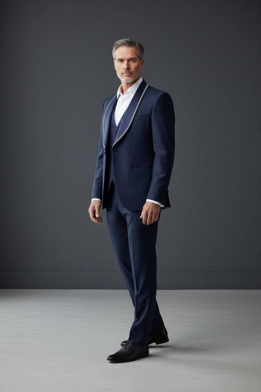 Midnight Sapphire Elegance Men's Tuxedo by Vercini