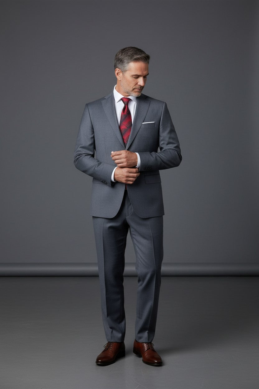 Vercini Regent Charcoal Wool Suit - Premium 100% Wool Tailored Fit