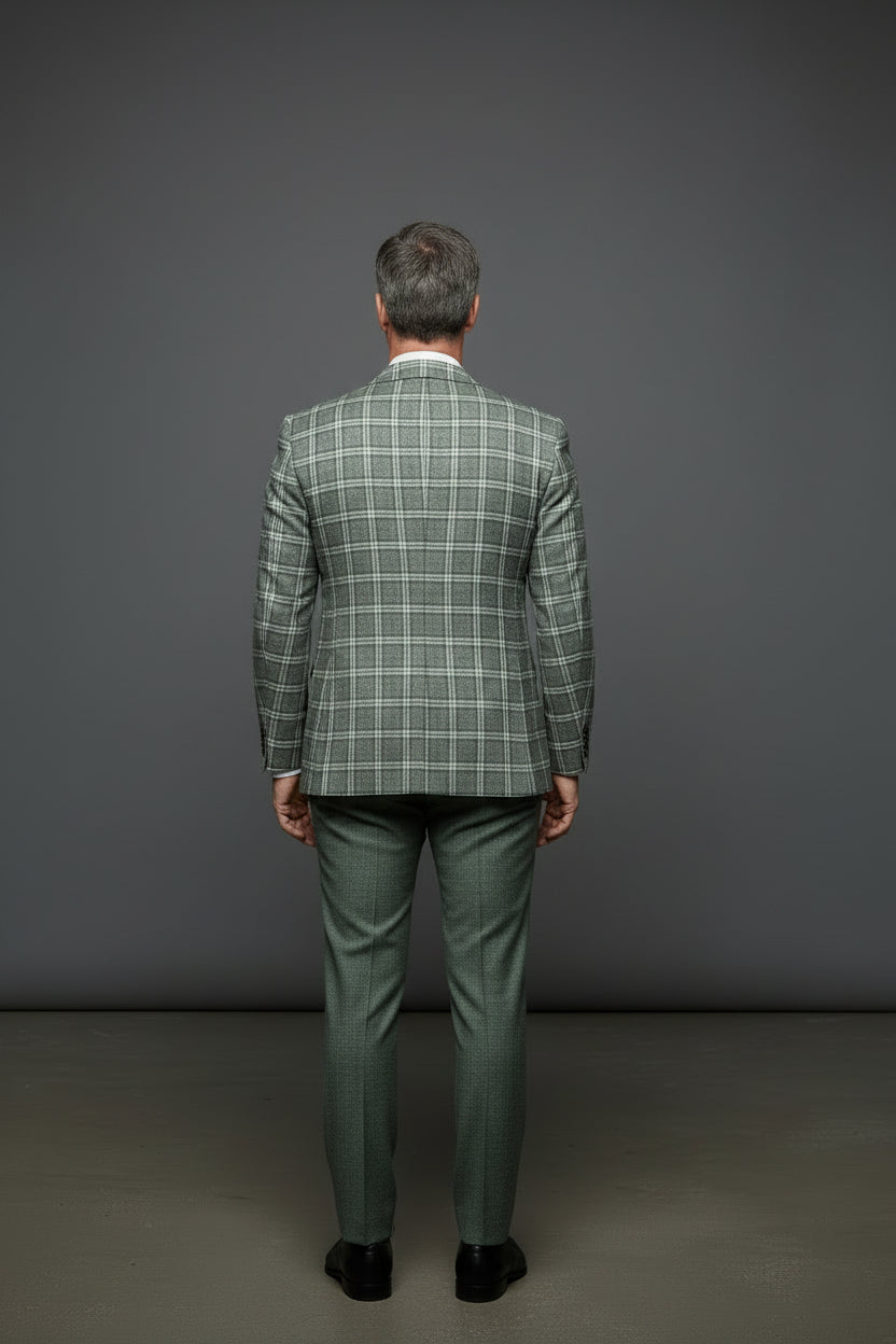 Vercini Gray Windowpane Plaid Suit - Premium Tailored 2-Piece