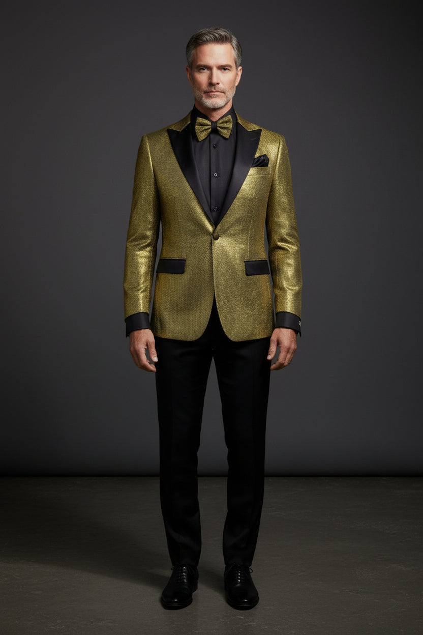 Vercini Gold Tuxedo Suit - Premium Metallic Evening Wear