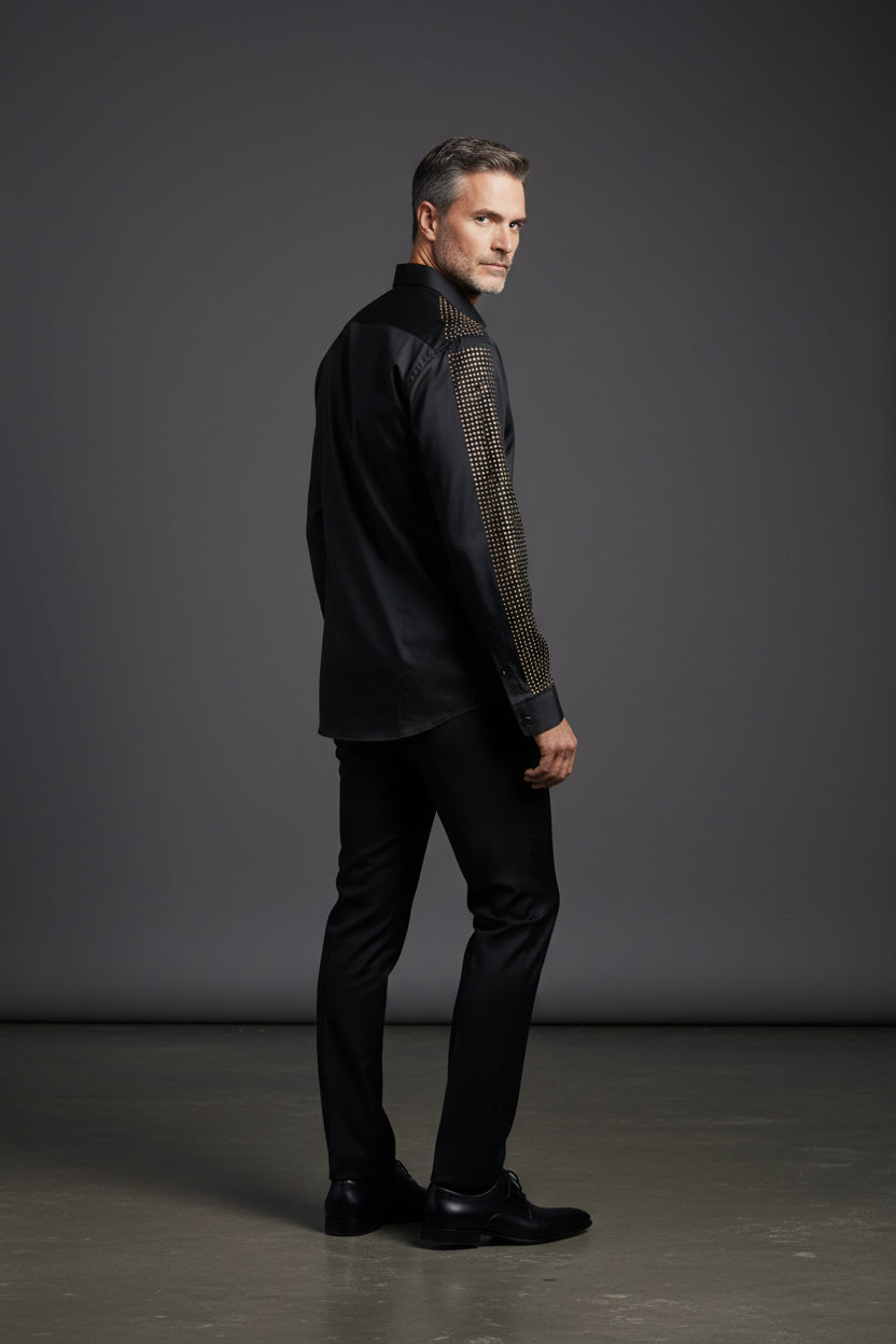 Golden Aura Elegance Men's Dress Shirt