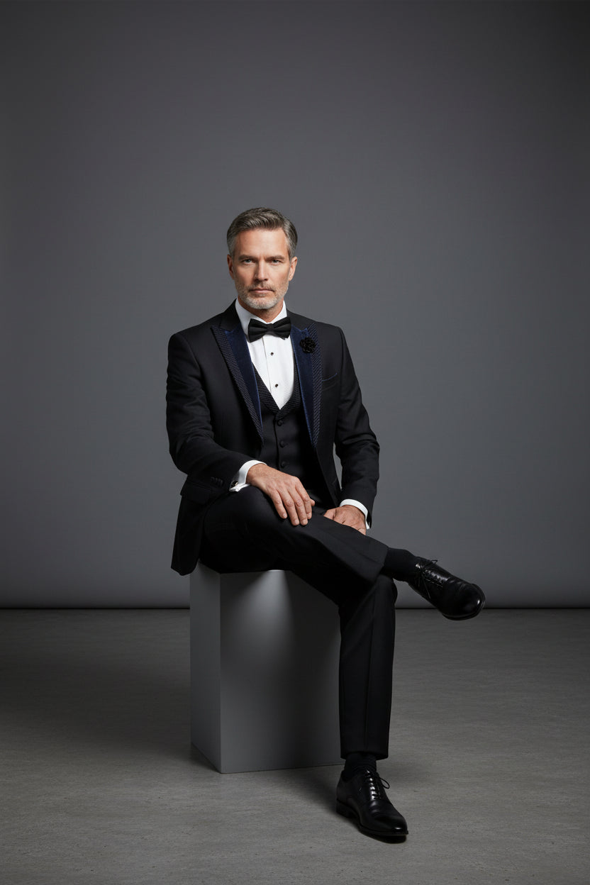 TUXEDO WITH REMOVABLE VELVET PEAK LAPELh