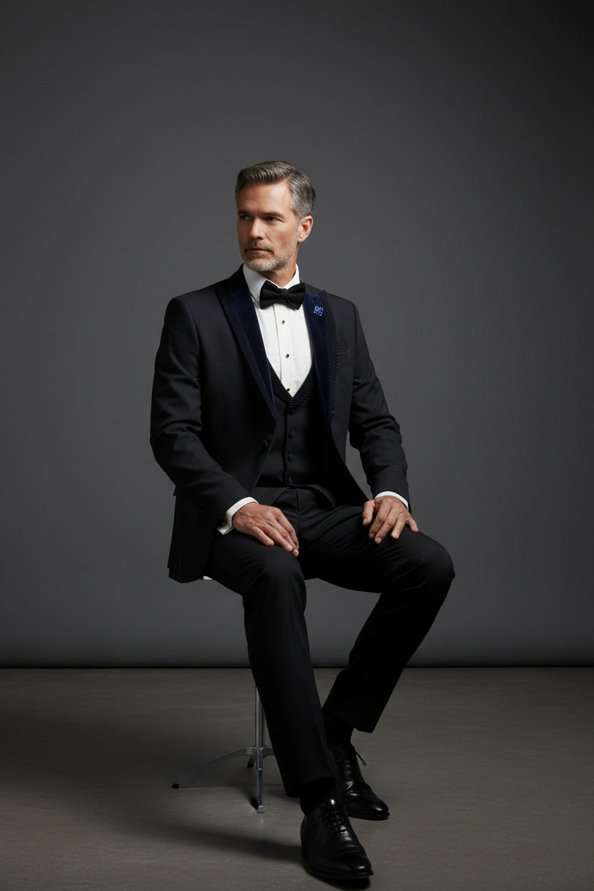 TUXEDO WITH REMOVABLE VELVET PEAK LAPELh