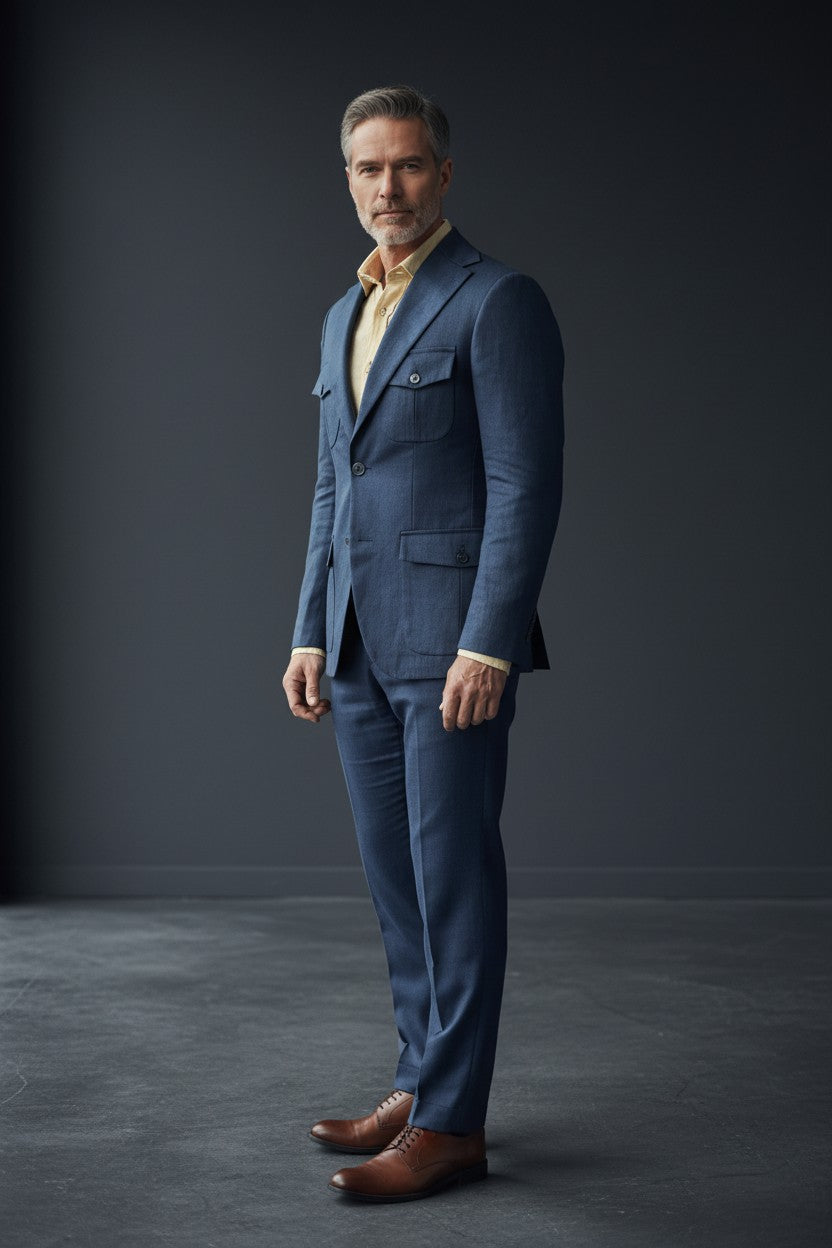 Premium Linen Suit – Green, Navy & White | Vercini