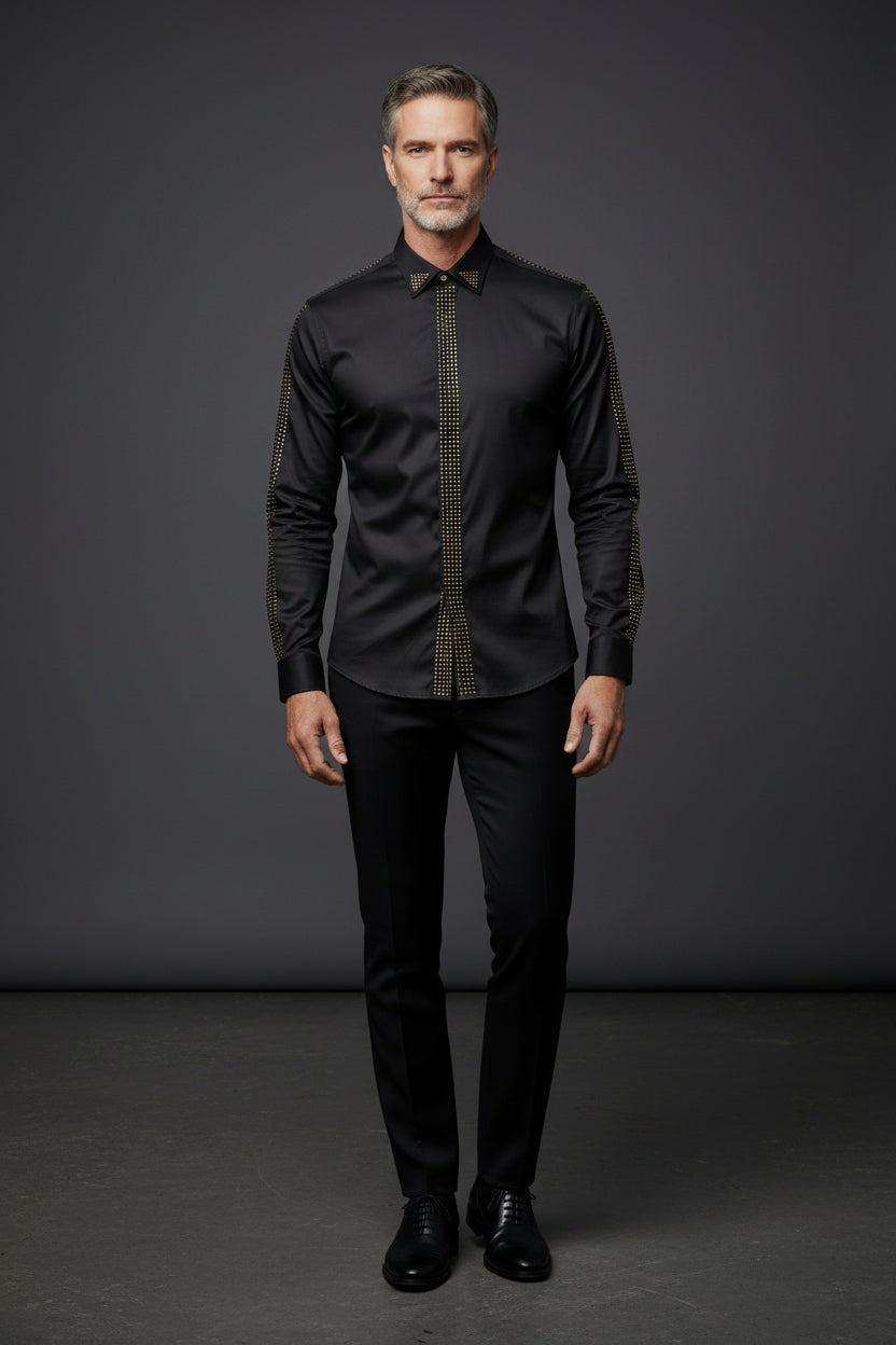 Golden Aura Elegance Men's Dress Shirt