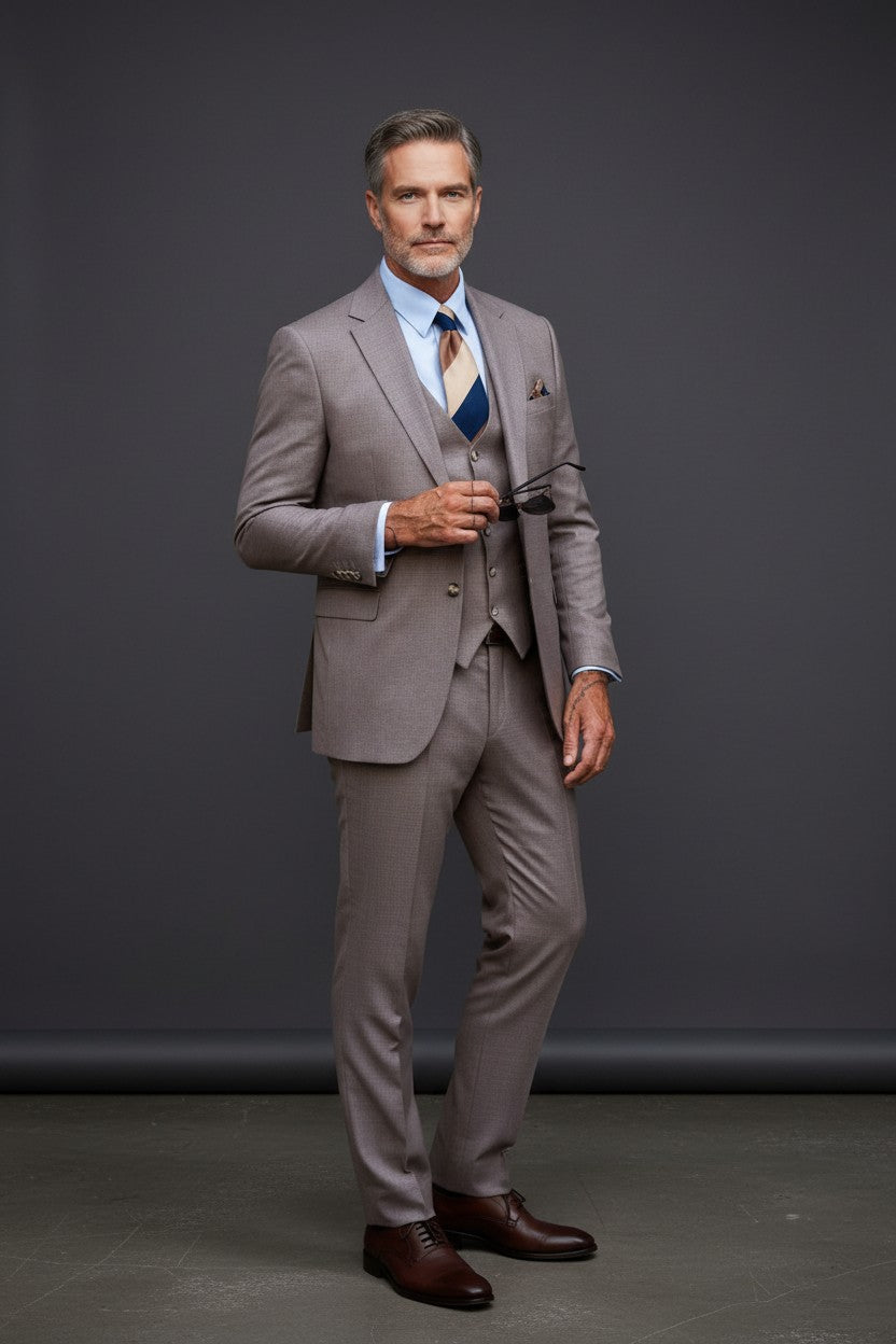 Vercini Monaco Taupe 3-Piece Suit