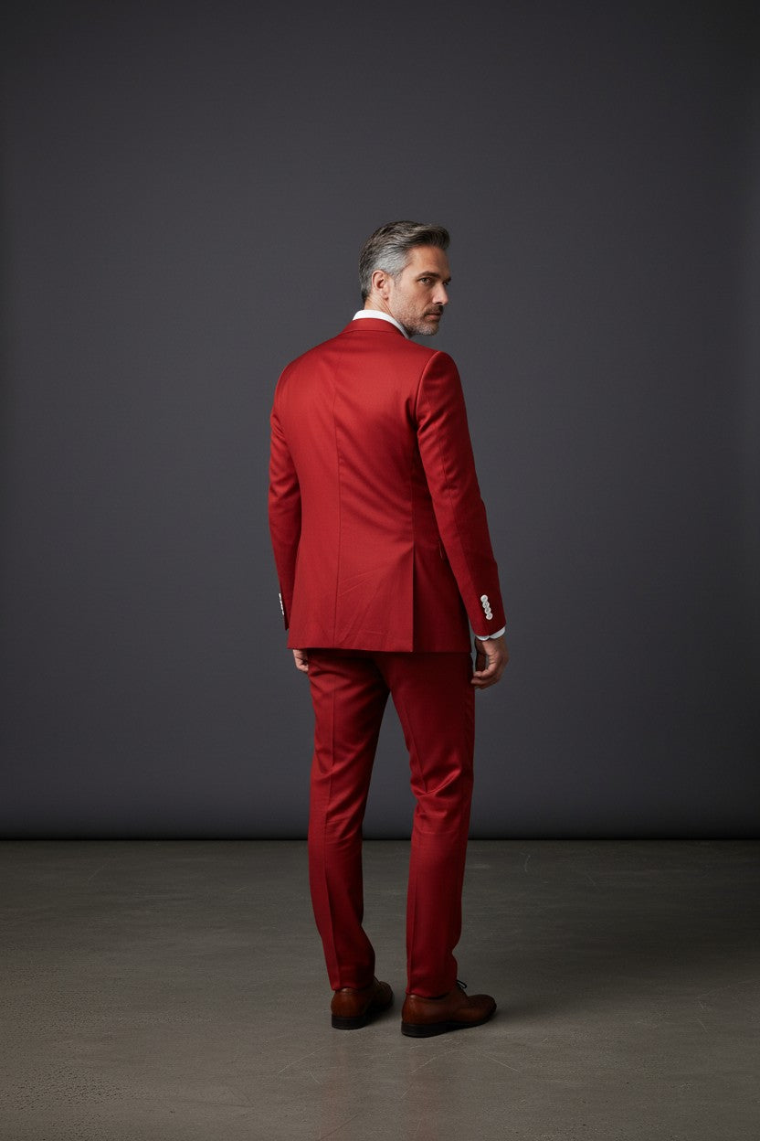 Men’s Solid Double-Breasted Slim Suit Set