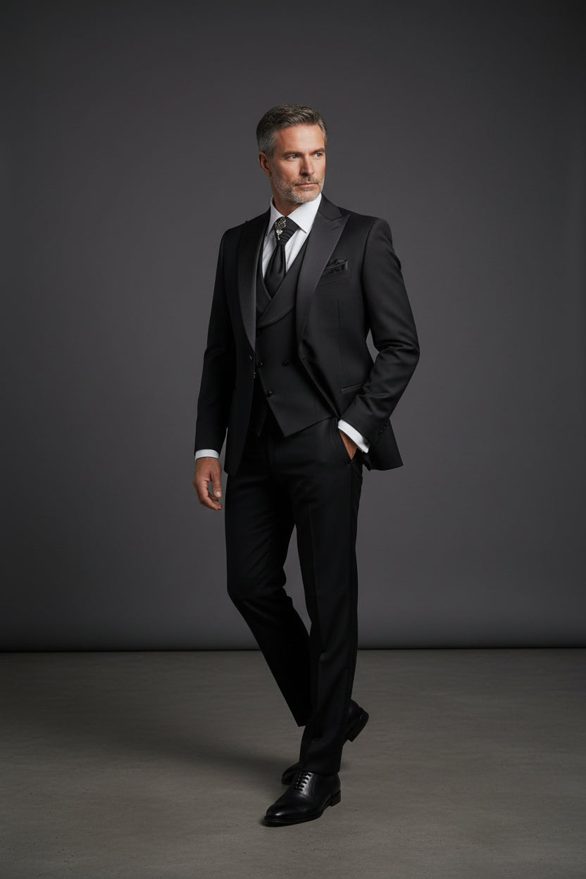 Black 4-Piece Tuxedo Set for a Timeless Look"