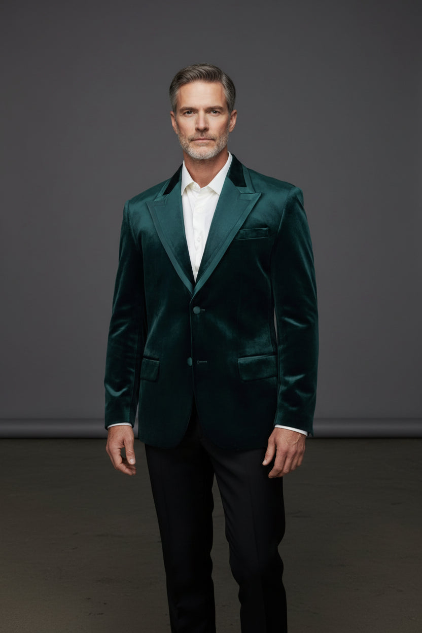 Vercini black velvet sport jacket with a satin trim on the lapel