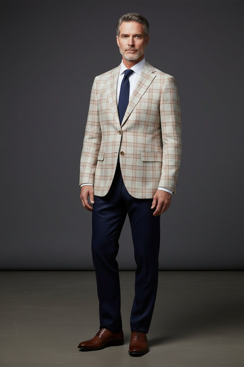 Men's Checkered Casual Blazer - Premium Tailored Fit