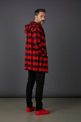 Red & Black Checkered With Hood Full Zip