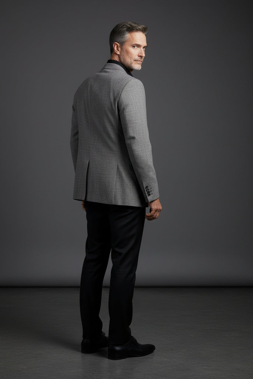 Premium Gray Houndstooth Blazer - Luxury Tailored Sport Coat