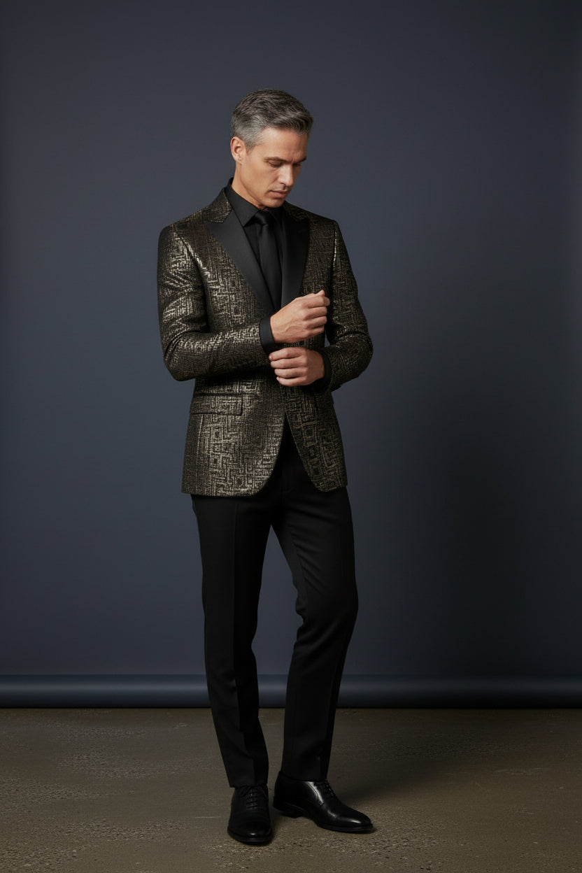 GOLD GEOMETRIC BLAZER