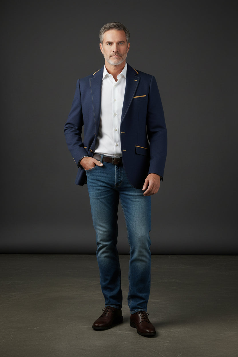 Vercini® Classic Contrast-Trim Blazer