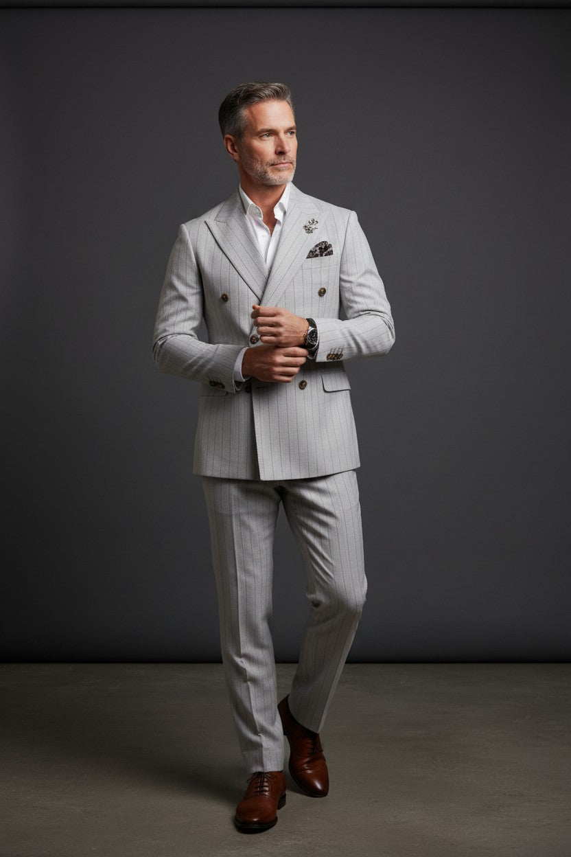 Double-Breasted Pinstripe Suit – Slim Fit