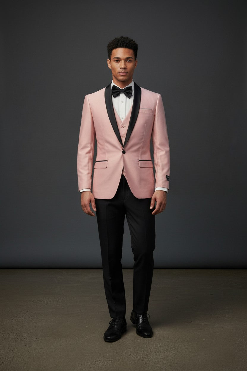 Luxury Classic Tuxedo | Black, White & Light Pink – Vercini