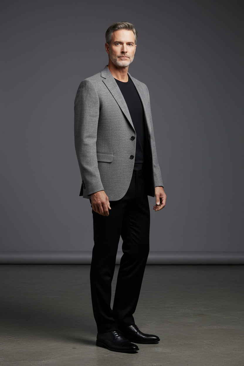 Premium Gray Houndstooth Blazer - Luxury Tailored Sport Coat