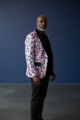 BLACK LAPEL PINK SEQUIN JACKET