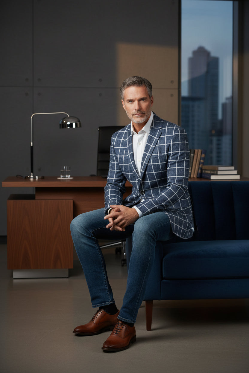 Vercini Regal Grid Men's Blazer