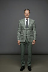 Vercini Gray Windowpane Plaid Suit - Premium Tailored 2-Piece