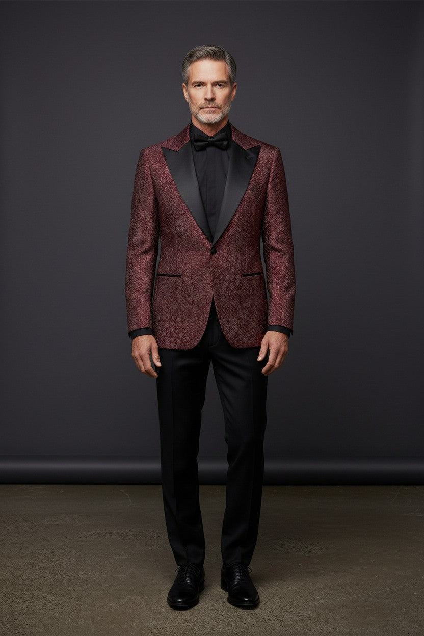 BURGUNDY RED SHIMMER 4 PIECE SUIT