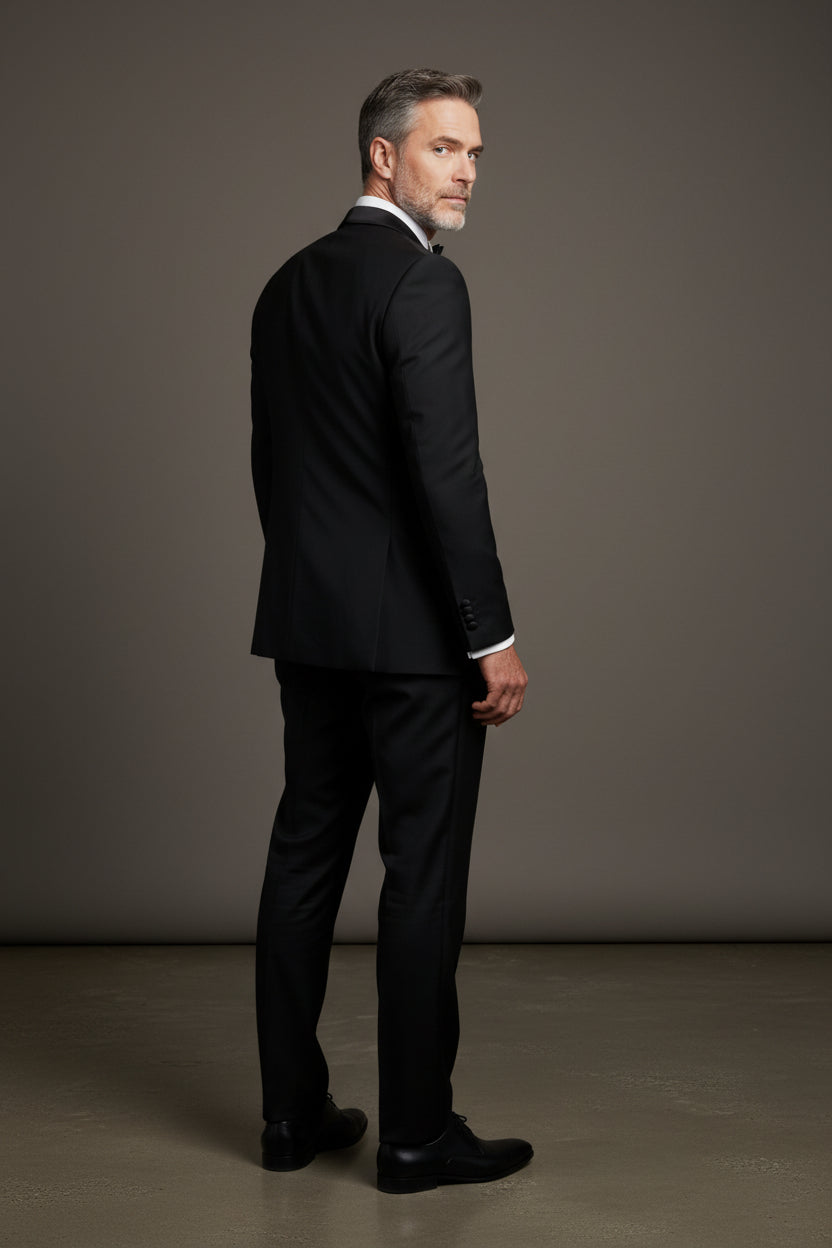 Vercini Regal Peak Lapel Tuxedo – 3-Piece Black Formal Set