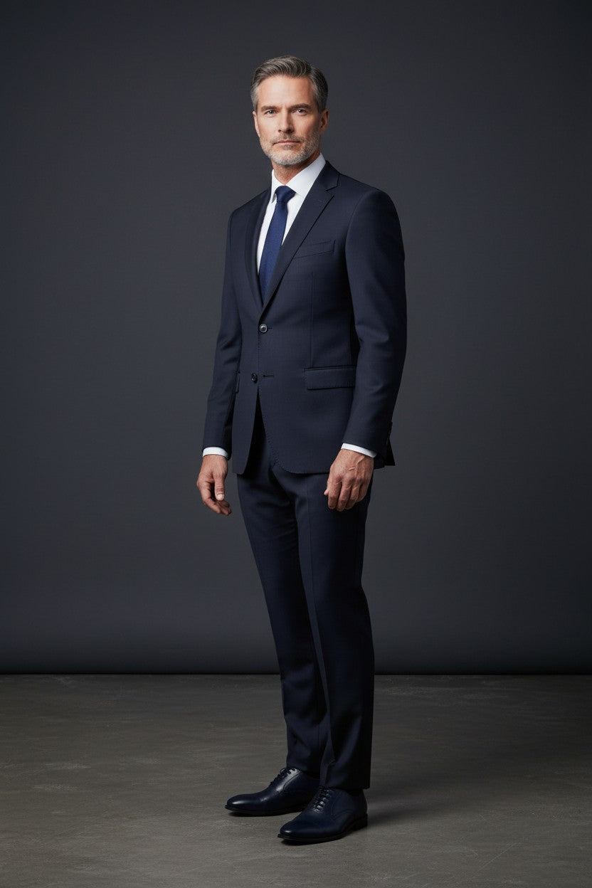 Navy Blue Three-Piece Suit – Modern Tailored Fit