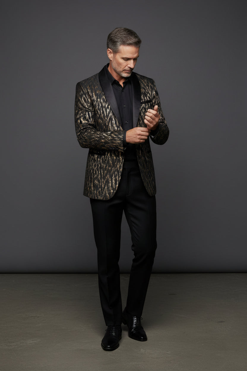 Midnight Spark Tuxedo Blazer - Premium Velvet Collar Formal Jacket