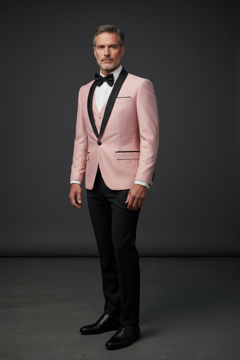 Luxury Classic Tuxedo | Black, White & Light Pink – Vercini