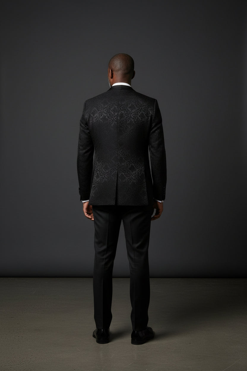 Black on Black 4-Piece Tuxedo Suit