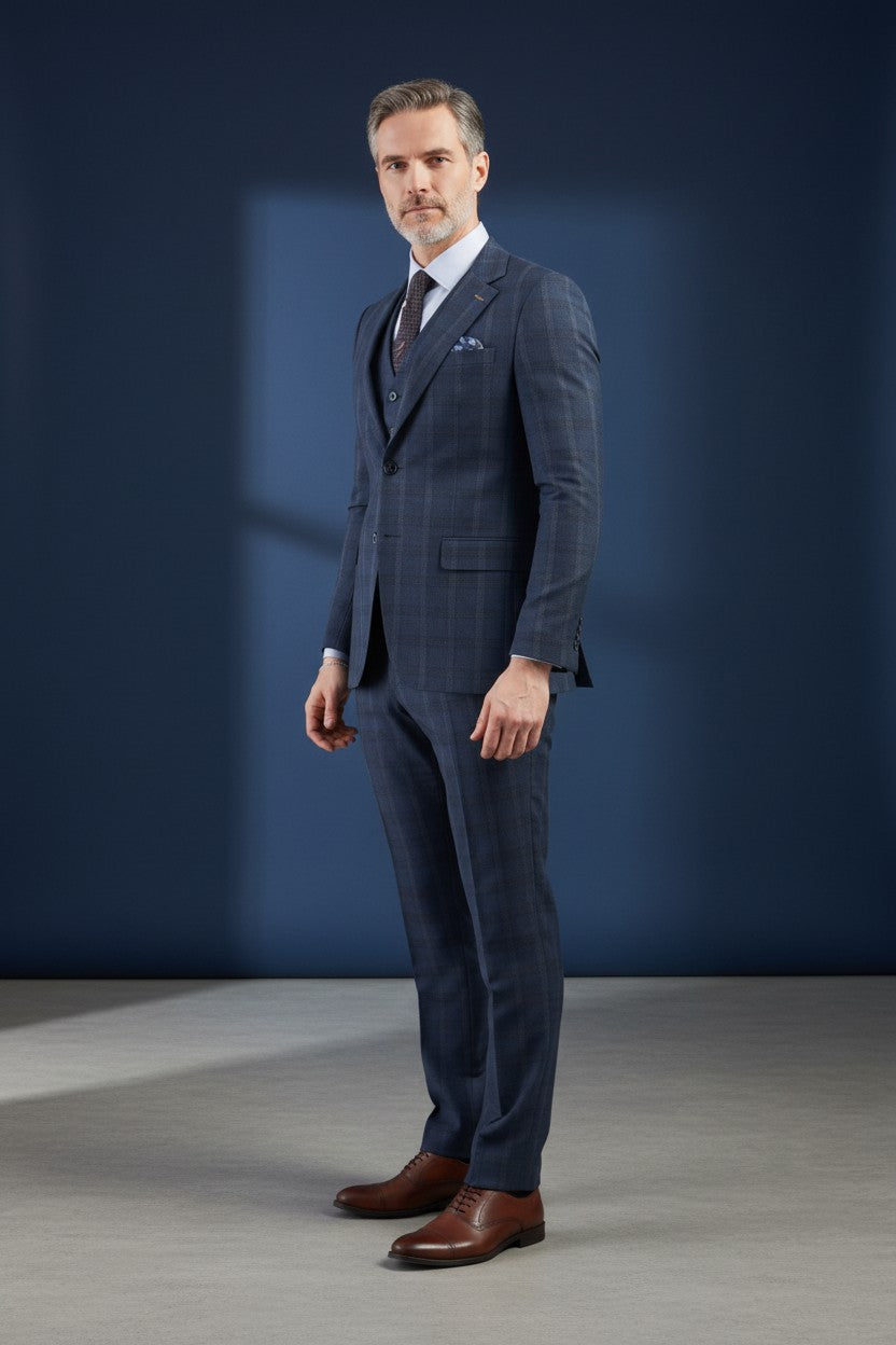 Vercini Sapphire Orbit Prestige Three-Piece Men's Suit SUITS Vercini