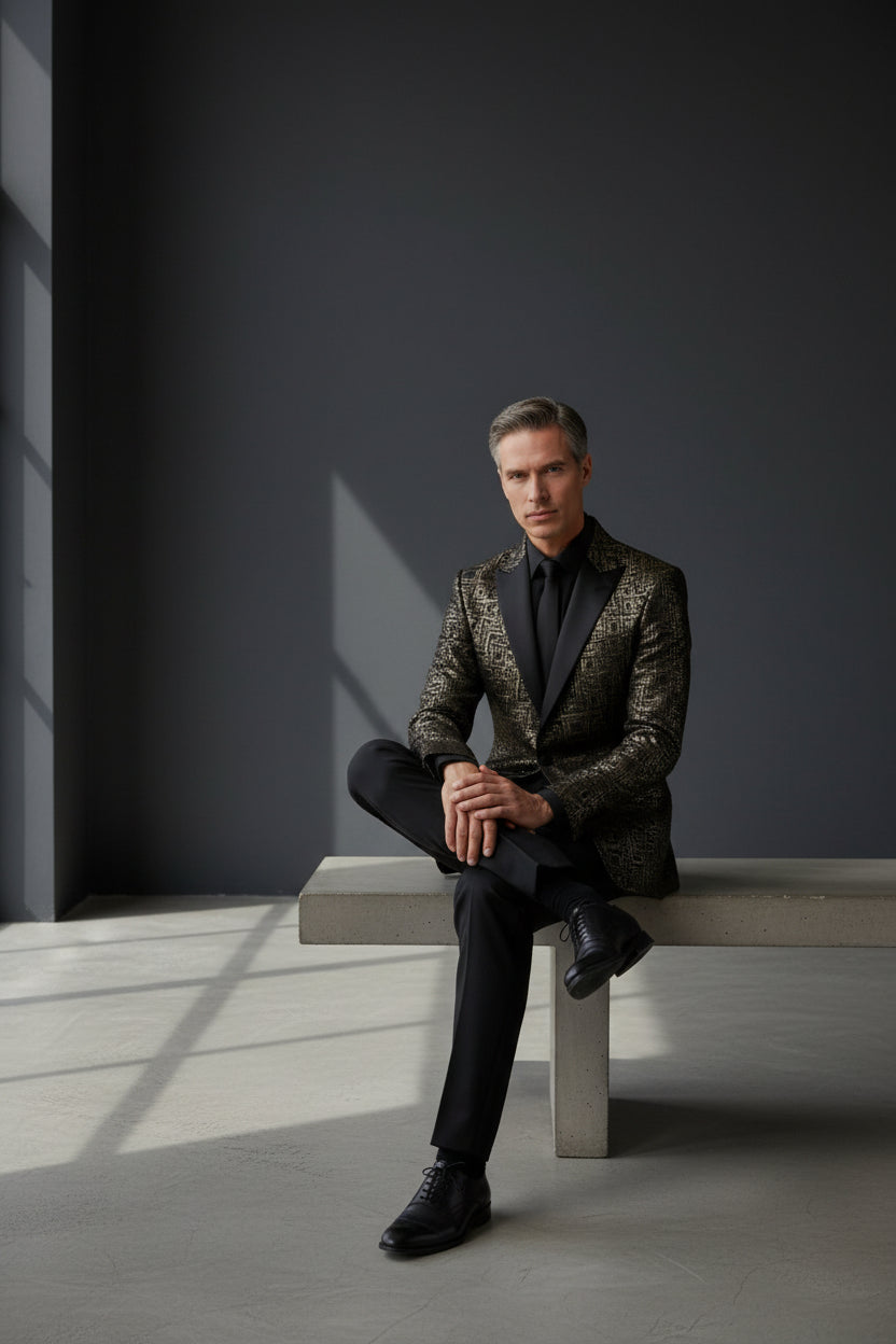 GOLD GEOMETRIC BLAZER