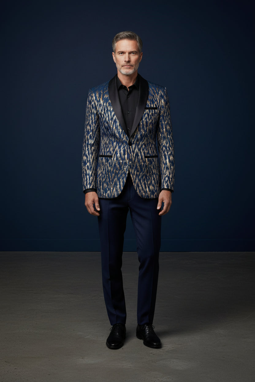 Midnight Spark Tuxedo Blazer - Premium Velvet Collar Formal Jacket