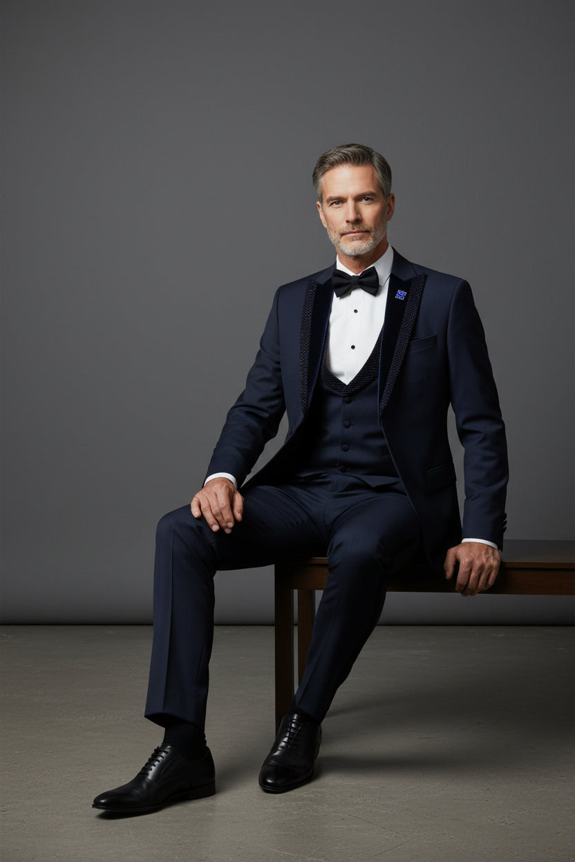 TUXEDO WITH REMOVABLE VELVET PEAK LAPELh