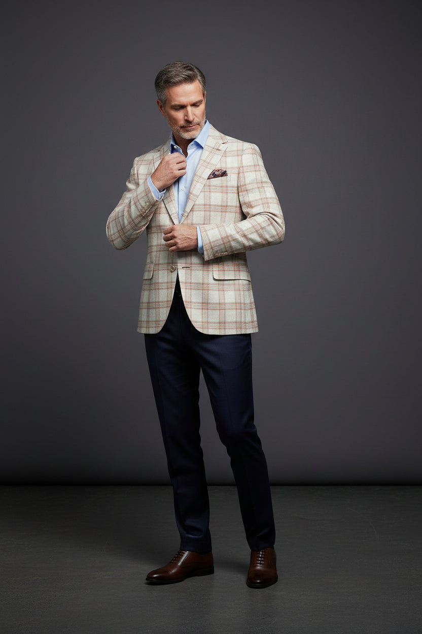 Men's Checkered Casual Blazer - Premium Tailored Fit