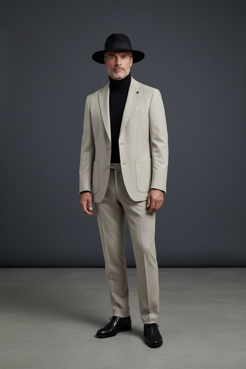 Vercini Classic Elegance Two-Piece Suit in Charcoal and Beige