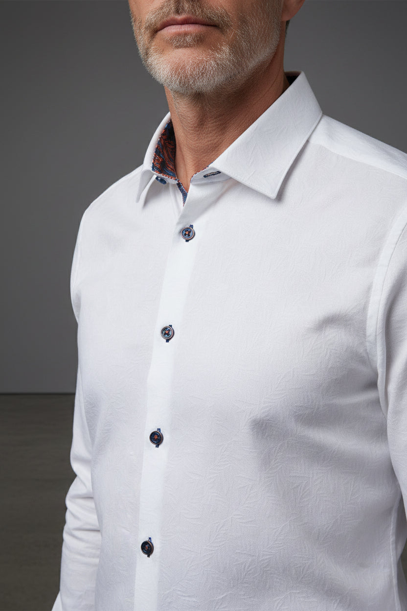 Premium White Dress Shirt with Contrast Cuffs