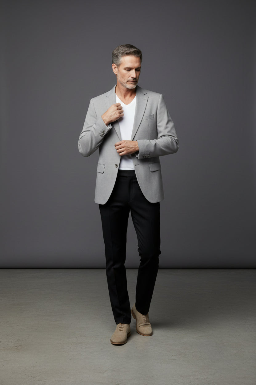 Men's Classic Beige/Grey Blazer by Vercini